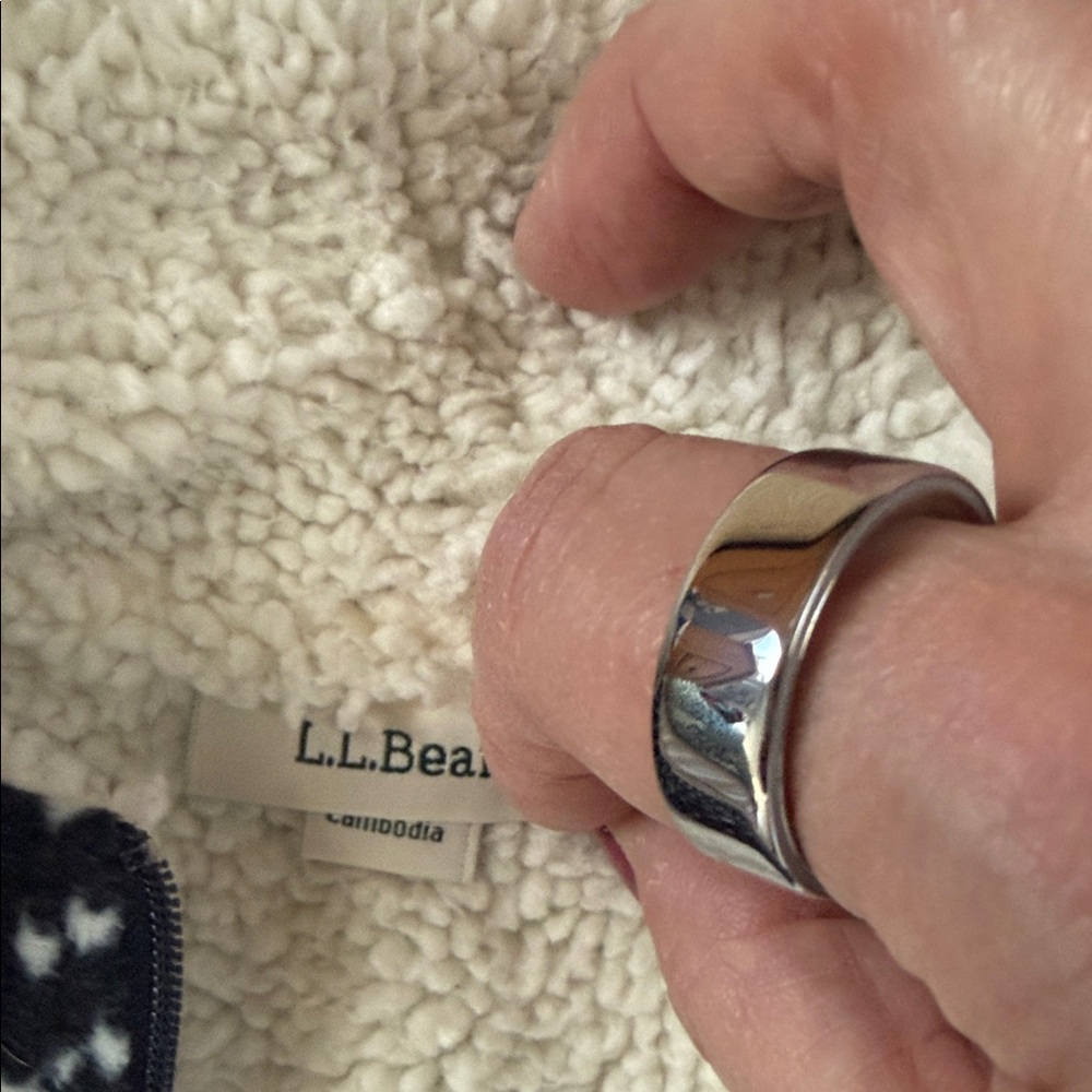 L.L. Bean Cream and Black Fleece Jacket - Picture 2 of 4